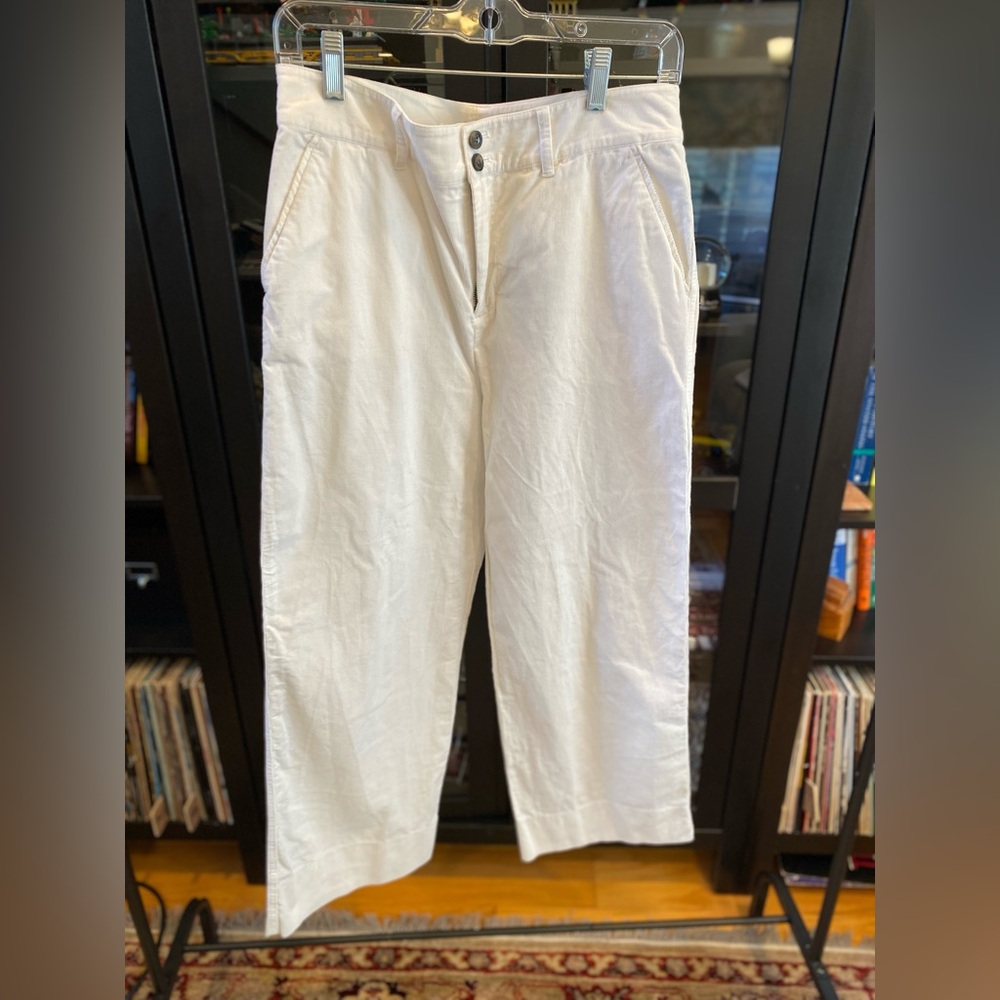Garnet Hill Lightweight Corduroy Pants in Ivory White, Size 8